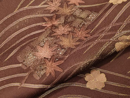 平和屋着物●中国三大刺繍　スワトウ刺繍　相良刺繍　訪問着　花筏　金彩　正絹　逸品　CABI0517gh