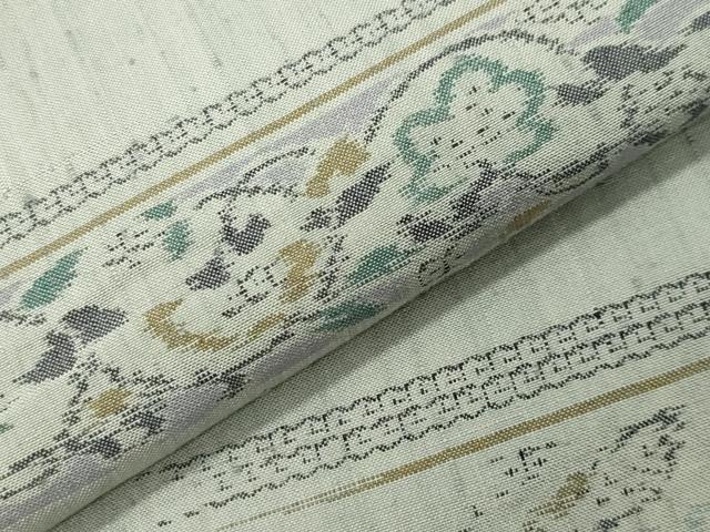 平和屋着物●小千谷紬　100亀甲　鳳凰花唐草文　正絹　逸品　CABI0518gh