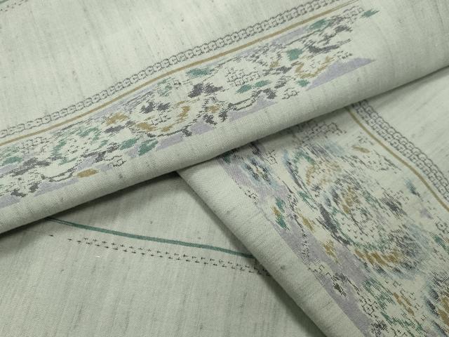 平和屋着物●小千谷紬　100亀甲　鳳凰花唐草文　正絹　逸品　CABI0518gh