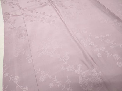 平和屋着物●長襦袢　袷　色無地　雪輪花地紋　石竹色　正絹　逸品　CABI0520gh