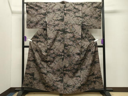 平和屋着物●本場大島紬　9マルキ　風景文　正絹　逸品　未使用　CABI0522gh
