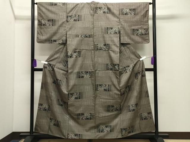 平和屋着物●本場大島紬　7マルキ　横段花文　正絹　逸品　CABI0525gh
