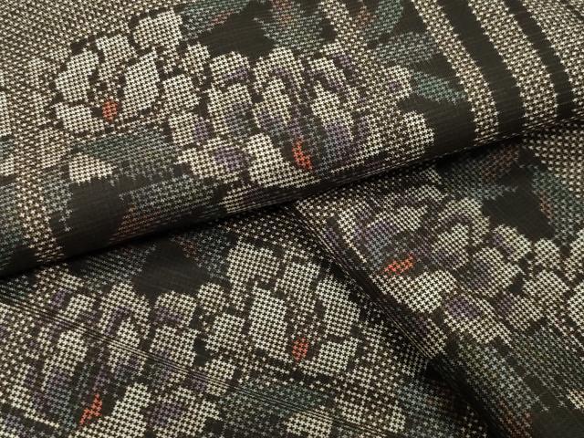 平和屋着物●本場大島紬　7マルキ　横段花文　正絹　逸品　CABI0525gh