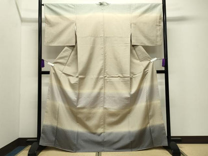 平和屋着物●訪問着　花織　横段文　暈し染め　正絹　逸品　CABI0527gh