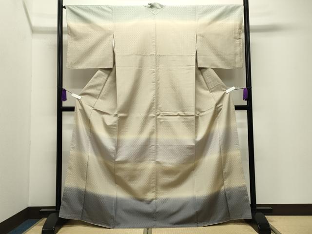 平和屋着物●訪問着　花織　横段文　暈し染め　正絹　逸品　CABI0527gh