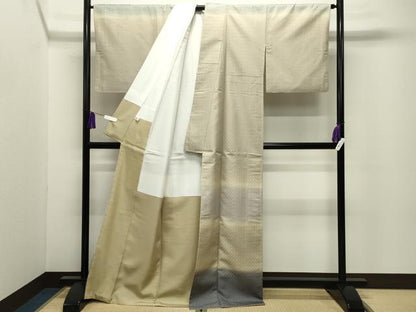 平和屋着物●訪問着　花織　横段文　暈し染め　正絹　逸品　CABI0527gh