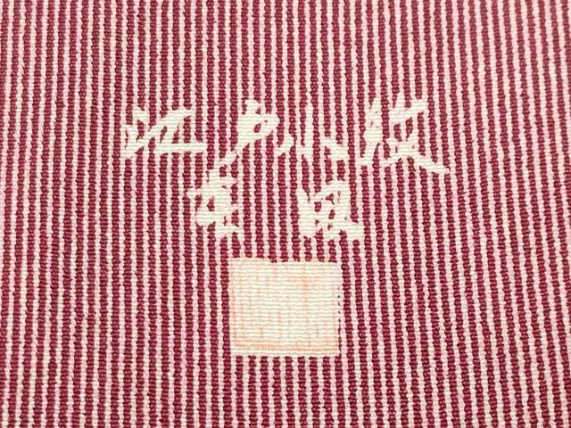 平和屋着物●江戸小紋　作家物　万筋　葡萄色×象牙色　正絹　逸品　CABI0529gh
