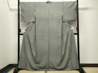 平和屋着物●江戸小紋　万筋　暗黒色×白色　正絹　逸品　CABI0530gh