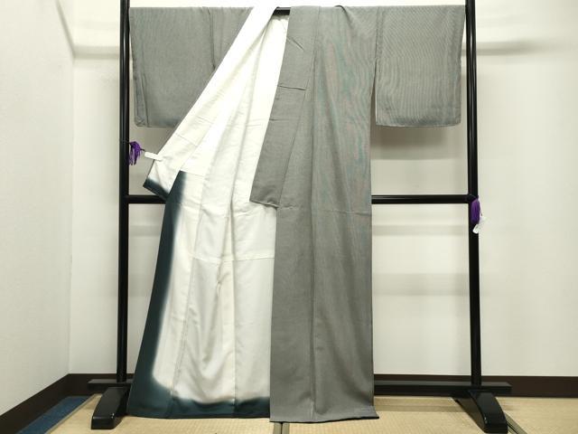 平和屋着物●江戸小紋　万筋　暗黒色×白色　正絹　逸品　CABI0530gh