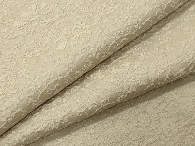 平和屋着物●上質な色無地　花唐草地紋　白橡色　正絹　逸品　CABI0531gh