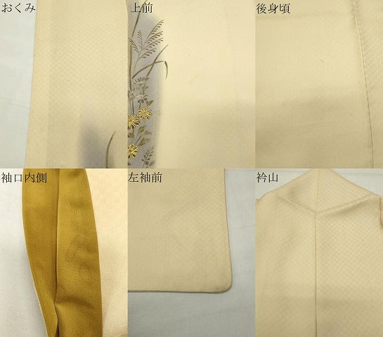平和屋着物●訪問着　駒刺繍　手描き　草花文　暈し染め　金彩　正絹　逸品　CABI0533gh