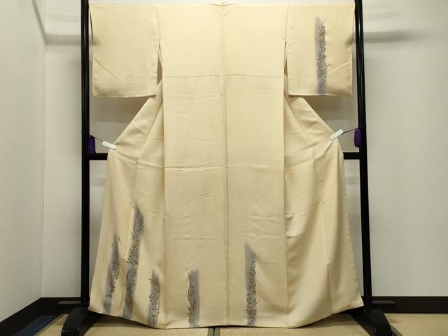 平和屋着物●訪問着　駒刺繍　手描き　草花文　暈し染め　金彩　正絹　逸品　CABI0533gh