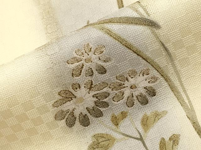 平和屋着物●訪問着　駒刺繍　手描き　草花文　暈し染め　金彩　正絹　逸品　CABI0533gh