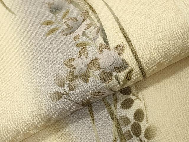 平和屋着物●訪問着　駒刺繍　手描き　草花文　暈し染め　金彩　正絹　逸品　CABI0533gh