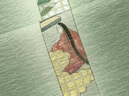 平和屋着物●友禅師・京の名工・伝統工芸士・樽本伊勢蔵訪問着　手描き　琵琶　楽器人物風景文　暈し染め　金銀彩　正絹　逸品　CABI0535gh