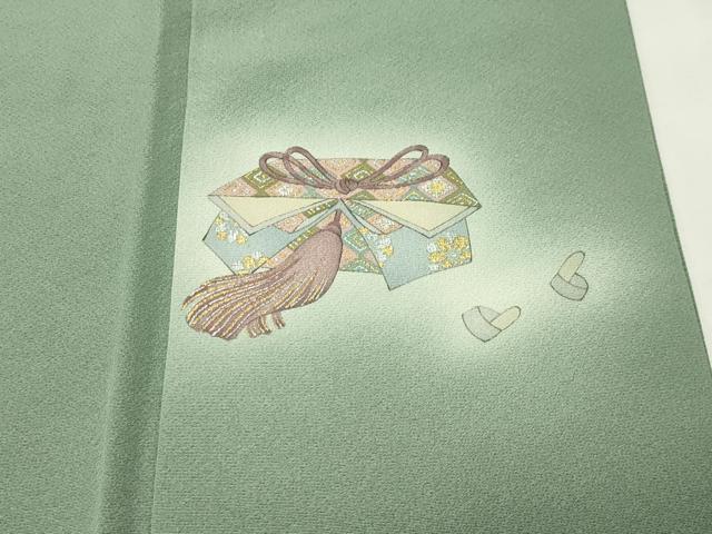 平和屋着物●友禅師・京の名工・伝統工芸士・樽本伊勢蔵訪問着　手描き　琵琶　楽器人物風景文　暈し染め　金銀彩　正絹　逸品　CABI0535gh