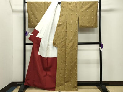 平和屋着物●上質な紬　琉球絣文様　反端付き　正絹　逸品　CABI0538gh