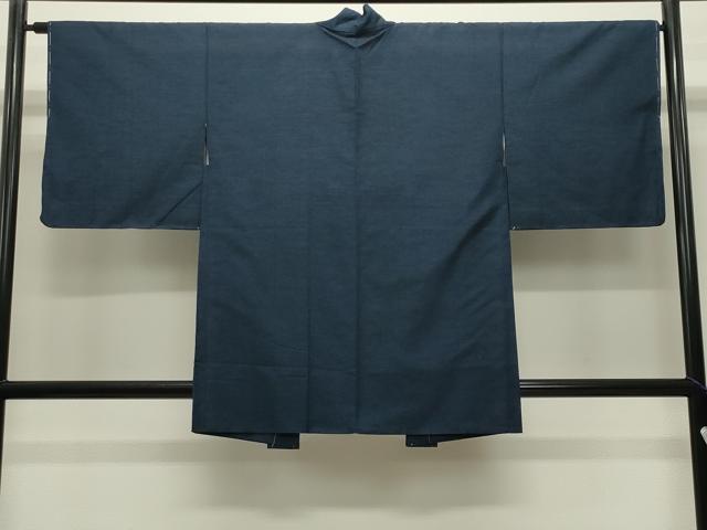 平和屋着物●上質な紬　アンサンブル　色無地　藍色　正絹　逸品　CABI0541gh