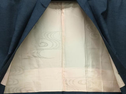 平和屋着物●上質な紬　アンサンブル　色無地　藍色　正絹　逸品　CABI0541gh