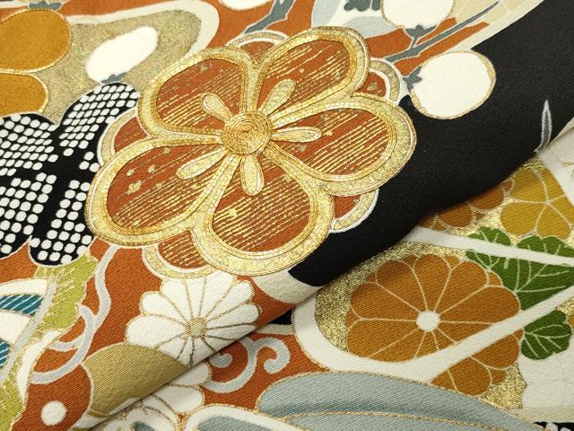 平和屋着物●創業460年・千總　黒留袖　駒刺繍　流水松竹梅文　金彩　正絹　逸品　未使用　CABI0544gh