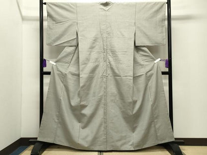 平和屋着物●上質な紬　色無地　青磁鼠色　正絹　逸品　CABI0546gh