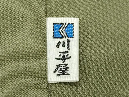 平和屋着物●上質な紬　色無地　青磁鼠色　正絹　逸品　CABI0546gh