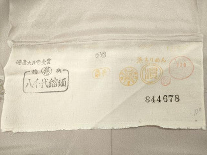 平和屋着物●訪問着　手描き　草花文　鬼しぼ縮緬　反端付き　正絹　逸品　CABI0547gh