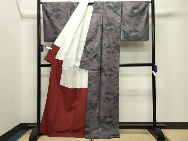 平和屋着物●本場大島紬　9マルキ　舞蝶文　久野織物謹製　証紙付き　正絹　逸品　CABI0548gh