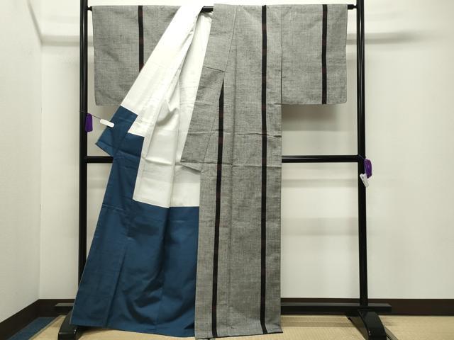 平和屋着物●結城紬　80亀甲　間道　証紙付き　正絹　逸品　未使用　CABI0550gh