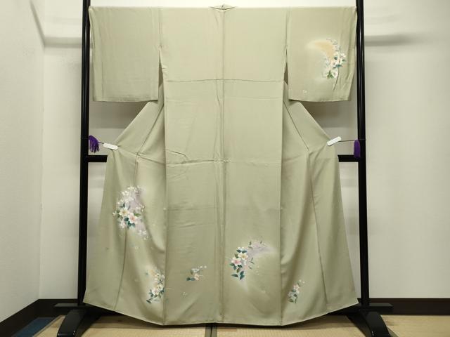 平和屋着物●訪問着　手描き　草花文　暈し染め　正絹　逸品　CABI0551gh