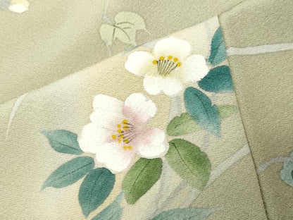 平和屋着物●訪問着　手描き　草花文　暈し染め　正絹　逸品　CABI0551gh