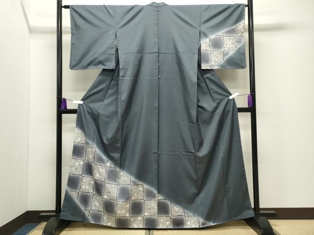 平和屋着物●中国三大刺繍スワトウ刺繍本場縞大島紬訪問着駒刺繍フクロウ市松舞桜文金糸ますいわ屋扱い　正絹　逸品　未使用　CABI0553gh
