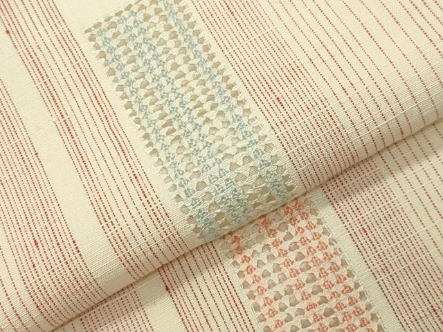 平和屋着物●訪問着　紬地　ドロンワーク　縞　正絹　逸品　未使用　CABI0555gh