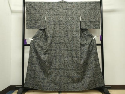 平和屋着物●本塩沢　幾何学文様　正絹　逸品　未使用　CABI0557gh