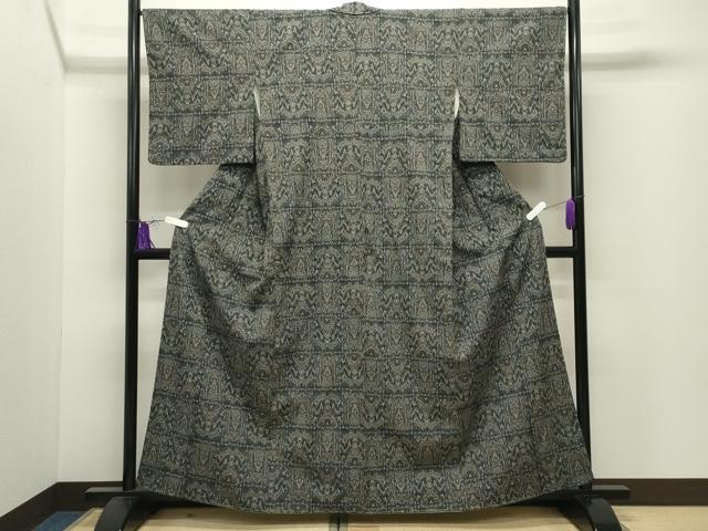 平和屋着物●本塩沢　幾何学文様　正絹　逸品　未使用　CABI0557gh