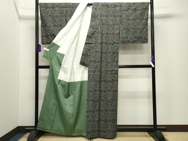 平和屋着物●本塩沢　幾何学文様　正絹　逸品　未使用　CABI0557gh