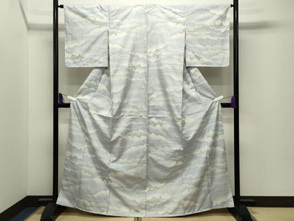 平和屋着物●本場大島紬　白大島　9マルキ　雲重ね亀甲文　正絹　逸品　CABI0558gh