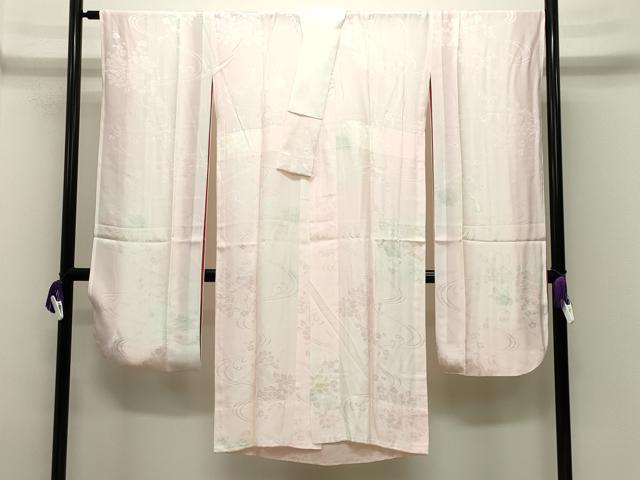 平和屋着物●振袖用長襦袢　無双仕立て　流水地紙花地紋　暈し染め　正絹　逸品　CABI0560gh
