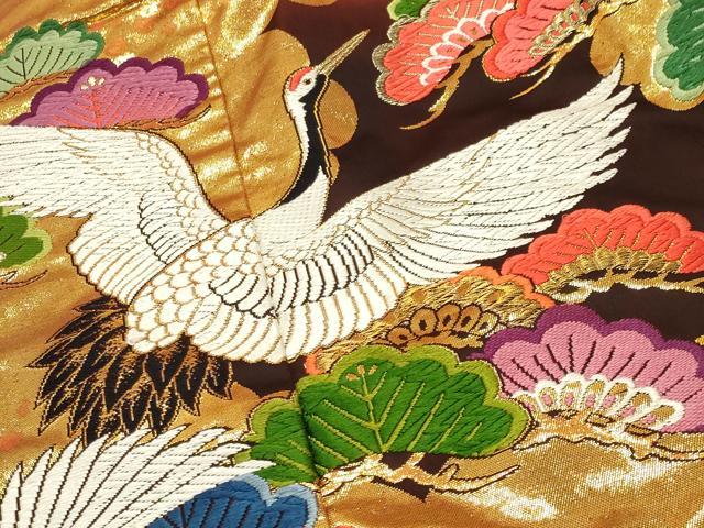平和屋本店●色打掛　お引きずり　和装　婚礼　結婚式　花嫁　神社挙式　唐織　飛鶴梅松文　金糸　逸品　CABI0562gh
