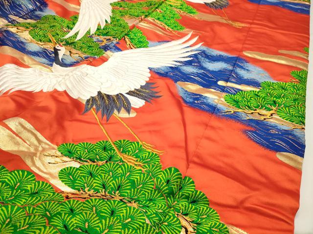 平和屋本店●色打掛　お引きずり　和装　婚礼　結婚式　花嫁　神社挙式　刺繍　群鶴松文　金糸　逸品　CABI0563gh