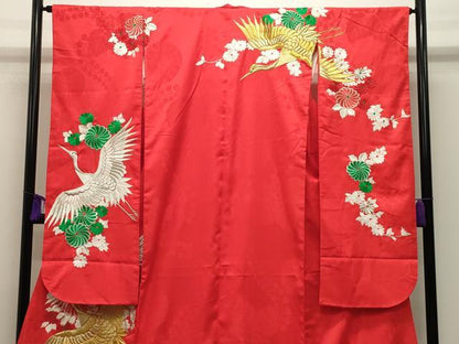平和屋本店●お引きずり・お引き摺り・引き振袖　和装　結婚式　舞妓　芸妓　芸者　衣装　総刺繍　飛鶴花文　金銀糸　CABI0564gh
