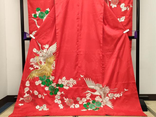平和屋本店●お引きずり・お引き摺り・引き振袖　和装　結婚式　舞妓　芸妓　芸者　衣装　総刺繍　飛鶴花文　金銀糸　CABI0564gh