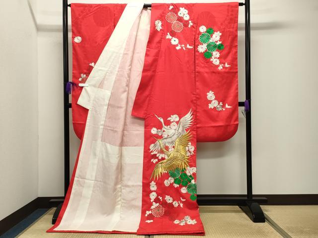 平和屋本店●お引きずり・お引き摺り・引き振袖　和装　結婚式　舞妓　芸妓　芸者　衣装　総刺繍　飛鶴花文　金銀糸　CABI0564gh