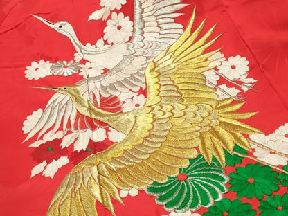 平和屋本店●お引きずり・お引き摺り・引き振袖　和装　結婚式　舞妓　芸妓　芸者　衣装　総刺繍　飛鶴花文　金銀糸　CABI0564gh