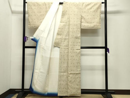 平和屋着物●白鷹お召　110亀甲　舞花文　正絹　逸品　CABI0566gh
