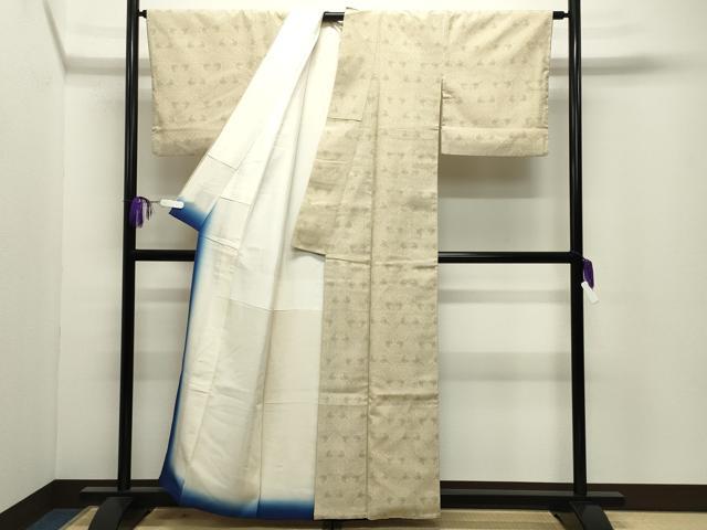 平和屋着物●白鷹お召　110亀甲　舞花文　正絹　逸品　CABI0566gh