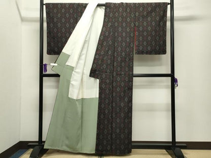 平和屋着物●白鷹お召　菱吉祥文　正絹　逸品　未使用　CABI0568gh