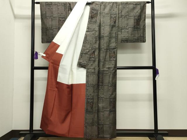 平和屋着物●本場大島紬　9マルキ　泥染め　人物風景花文　株式会社瀧田絹織物謹製　証紙付き　正絹　逸品　未使用　CABI0570gh