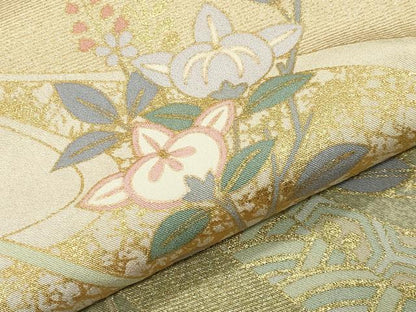 平和屋着物●訪問着　流水草花文　暈し染め　金彩　正絹　逸品　CABI0572gh