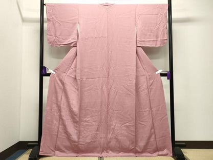 平和屋着物●無地絵羽訪問着　風景地紋　鴇色　ロング丈　正絹　逸品　未使用　CABI0574gh